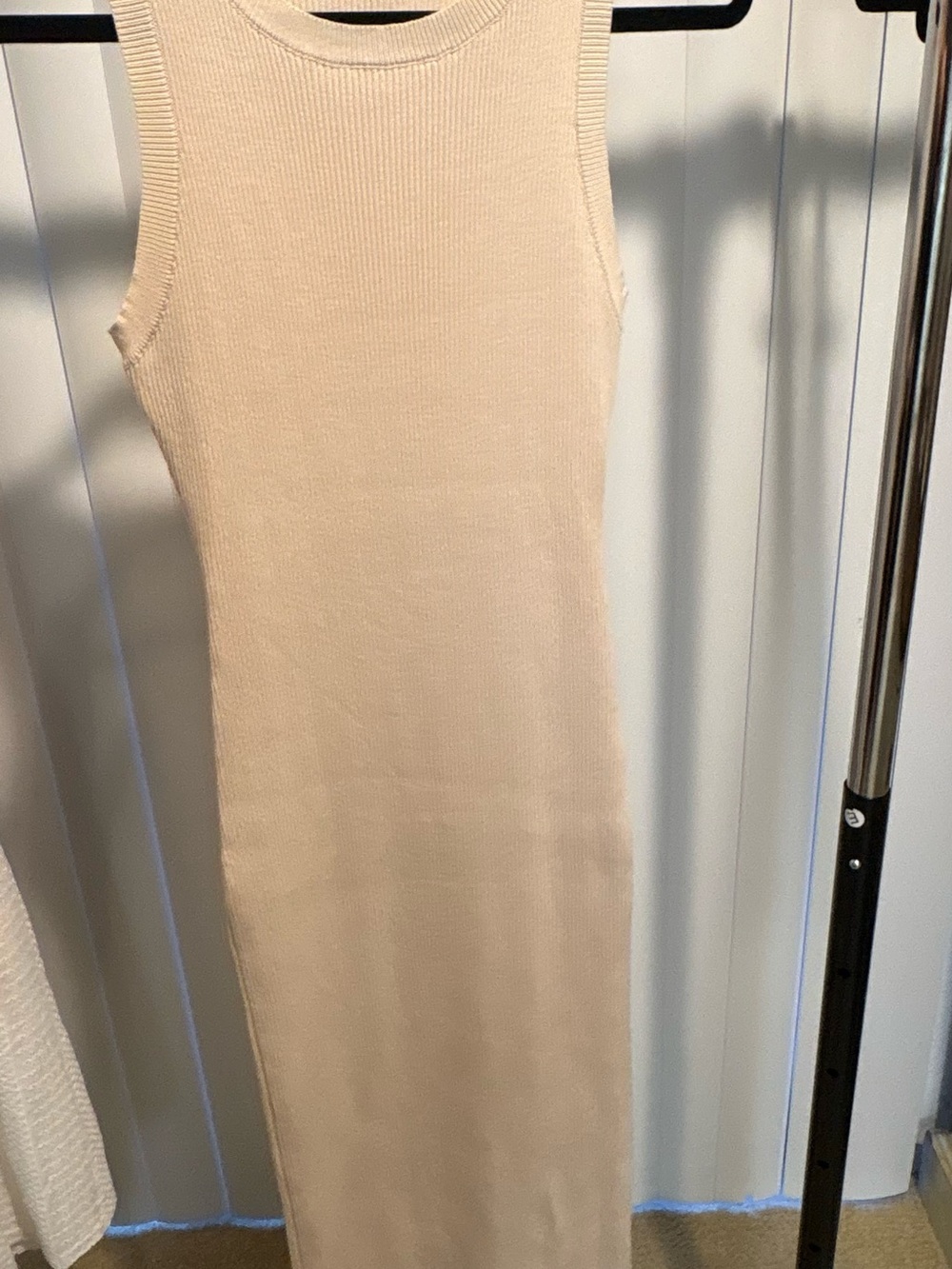 Workshop Clothing Sleeveless Ribbed Maxi Dress in Cream